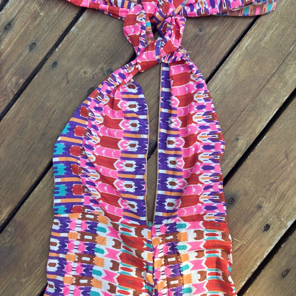 Vintage Multicolor Halter Jumpsuit with Wide Legs - Picture 13 of 15